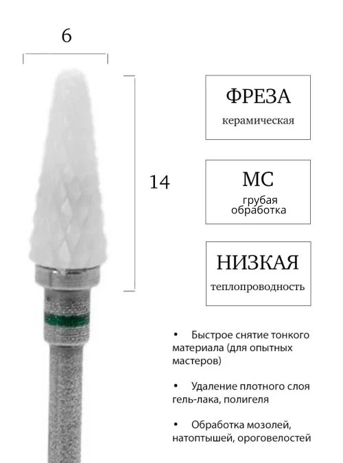Фреза керамическая «Конус», зеленая