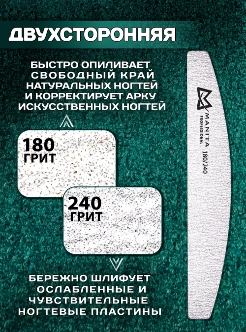 Пилка Manita, форма лодка, 180х240 грит, 25 шт./уп.
