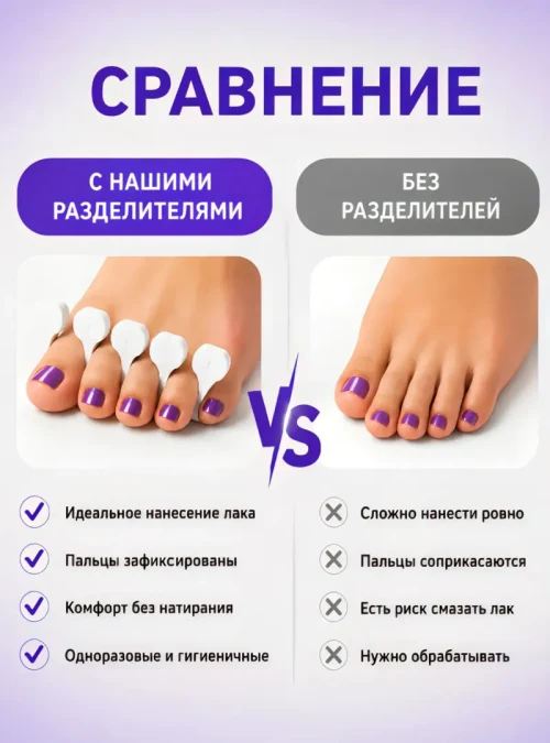 Разделители для пальцев ног, 50 пар